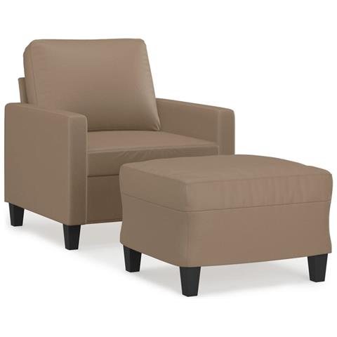 Poltrona con Poggiapiedi Cappuccino 60 cm in Similpelle - Foto 1