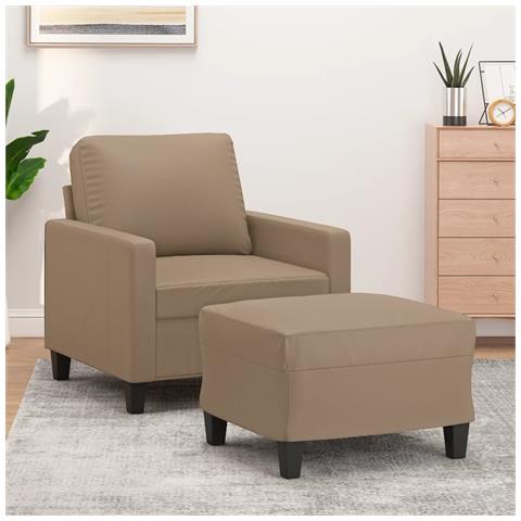 Poltrona con Poggiapiedi Cappuccino 60 cm in Similpelle - Foto 2