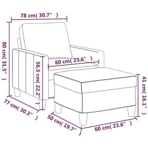 Poltrona con Poggiapiedi Cappuccino 60 cm in Similpelle - Foto 7