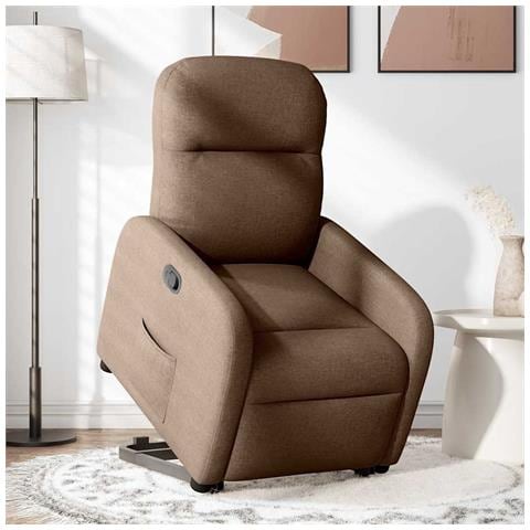 Poltrona Alzapersona Reclinabile Marrone in Tessuto - Foto 2