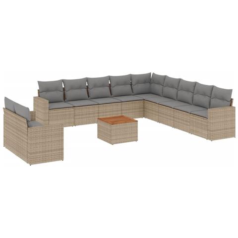 Set Divano da Giardino 12 pz con Cuscini Beige Misto Polyrattan - Foto 1