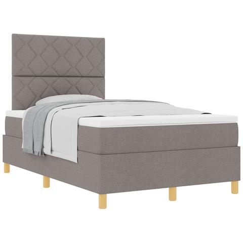 Letto con rete a molle e materasso Tortora 120x200 cm Tessuto - Foto 1