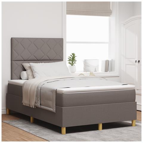 Letto con rete a molle e materasso Tortora 120x200 cm Tessuto - Foto 2