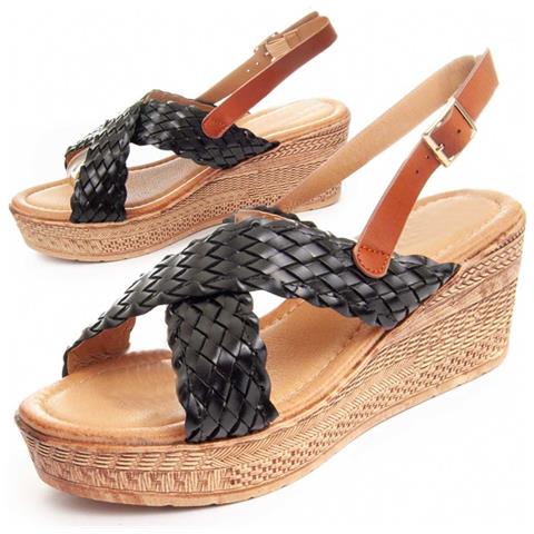Sandalo Con Zeppa Sandsum28 Nero Nero Materiale Sintetico - Foto 1