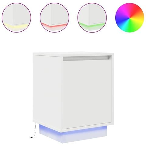 Comodini con Luci a LED 2 pz Bianco 38x34x50 cm - Foto 1