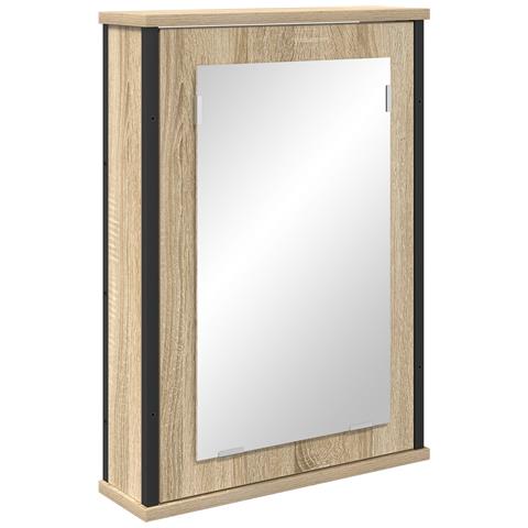 Armadietto a Specchio Rovere Naturale Truciolato, vetro, metallo - Foto 1