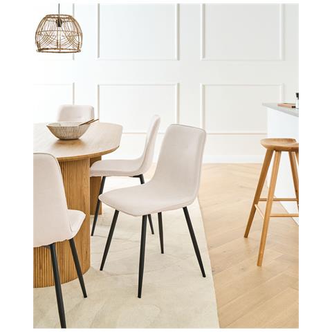 Set Di 4 Sedie Da Pranzo Tuscola Tessuto Beige Chiaro - Foto 1