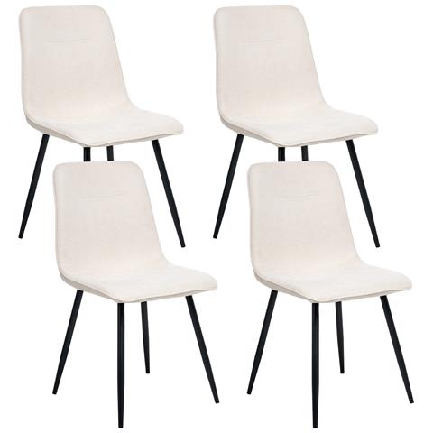 Set Di 4 Sedie Da Pranzo Tuscola Tessuto Beige Chiaro - Foto 2