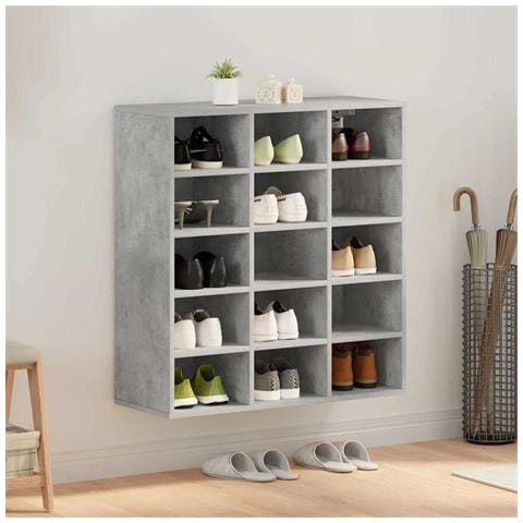 Scarpiera Grigio cemento 77.5 x 30 x 83.5 cm Legno multistrato - Foto 2