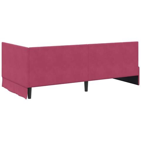 Cornice del letto ad angolo Rosso vino 90 x 190 cm Velluto - Foto 9