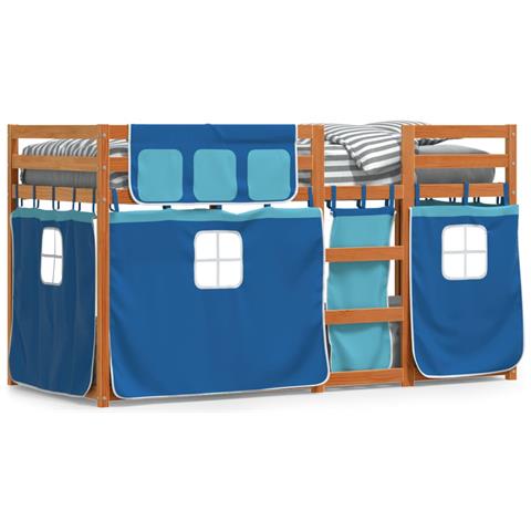 Letto a Castello senza Materasso Blu 75x190 cm Massello Pino - Foto 1