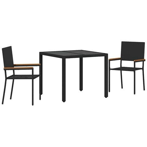 Set da Pranzo per Giardino 3 pcs Nero 90 x 90 x 75 cm - Foto 1