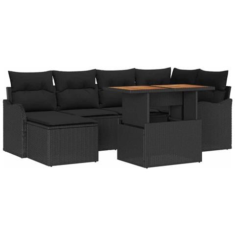 Set Divano da Giardino con archiviazione 7 pcs Nero Poly Rattan - Foto 1