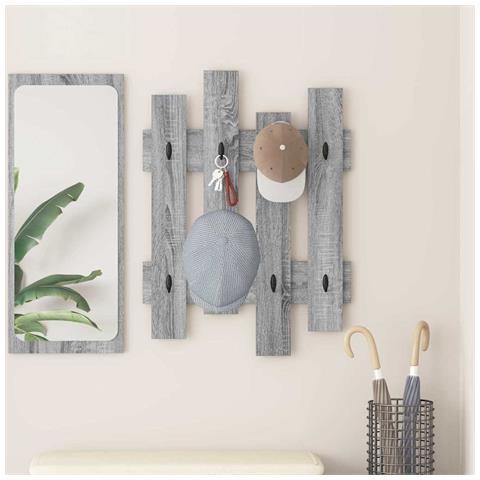 Appendiabiti a muro Grigio sonoma 60 x 3 x 82 cm - Foto 2