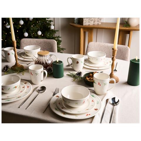 Set Di 16 Stoviglie Marjoram Porcellana Bianco - Foto 1