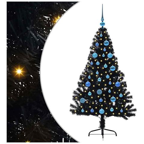 Albero di Natale artificiale con luci integrate Nero 150 cm PVC - Foto 1