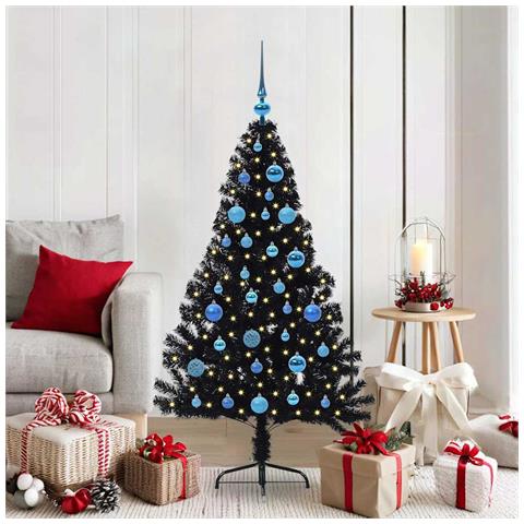 Albero di Natale artificiale con luci integrate Nero 150 cm PVC - Foto 2