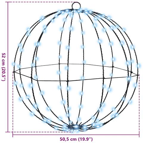 Palla con 160 LED Bianco freddo 50 cm Metallo - Foto 7