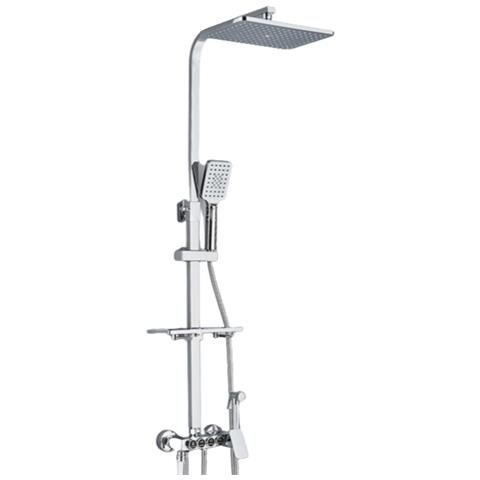 Colonna doccia, Blackswan, tipo M143, modello cromato regolabile, con bocca girevole, doccia ad alta pressione e mensola, misura 116 cm - Foto 1