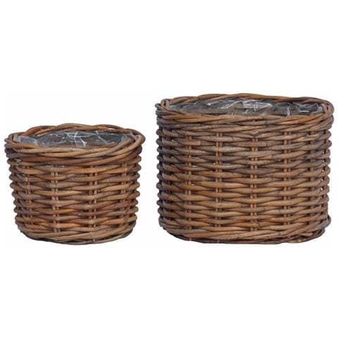 Cestino per Piante con archiviazione 2 pcs Marrone Rattan Kubu - Foto 1