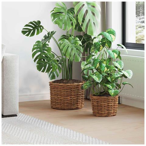 Cestino per Piante con archiviazione 2 pcs Marrone Rattan Kubu - Foto 2