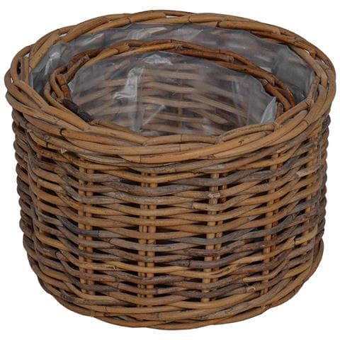 Cestino per Piante con archiviazione 2 pcs Marrone Rattan Kubu - Foto 9