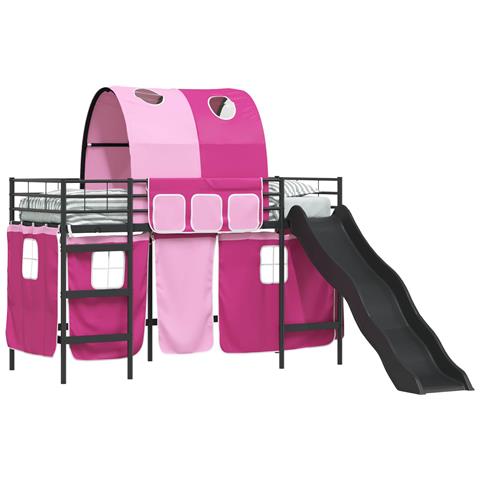 Struttura del letto loft per bambini Nero e rosa 99,5 x 190 cm - Foto 1