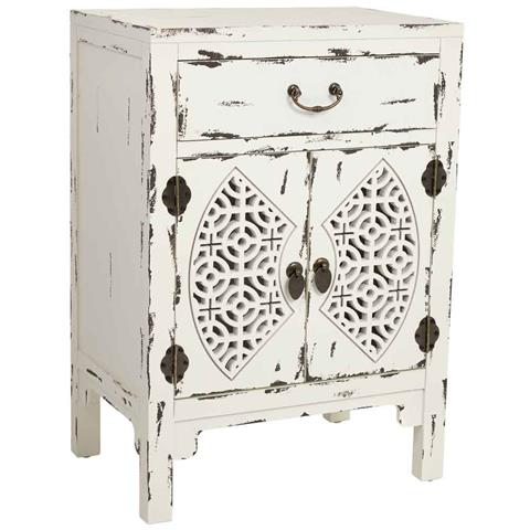 Mesita De Madera Lacado De 1 Cajón Y 2 Puertas 48x32x70h Cm - Blanco - Foto 1