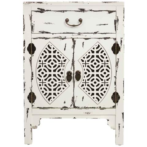 Mesita De Madera Lacado De 1 Cajón Y 2 Puertas 48x32x70h Cm - Blanco - Foto 2