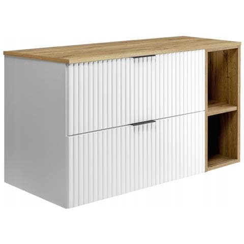 | Mobile sottolavabo 100 cm - bianco opaco - mobili bagno, lavabo, mobile bagno | Mensola, piano di lavoro - marrone - Foto 1