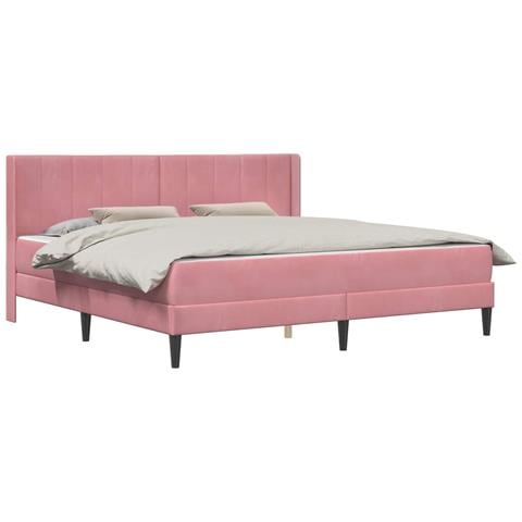 Struttura del letto con materasso Rosa 200 x 200 cm Velluto - Foto 1