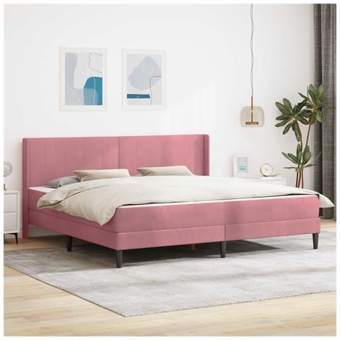 Struttura del letto con materasso Rosa 200 x 200 cm Velluto - Foto 2