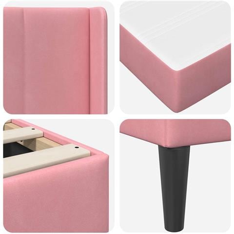 Struttura del letto con materasso Rosa 200 x 200 cm Velluto - Foto 9