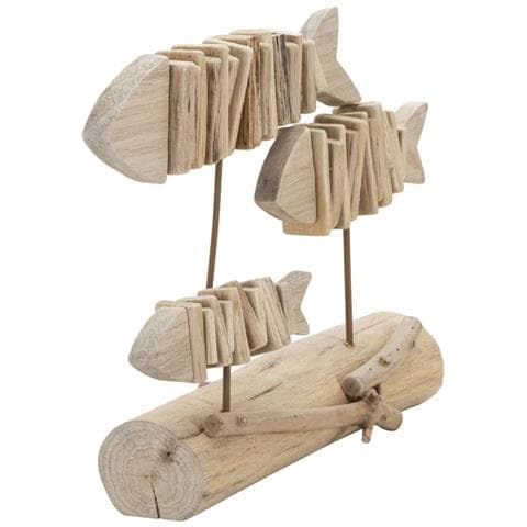 Scultura Tre Pesci In Legno Naturale Pino E Faggio - Foto 2