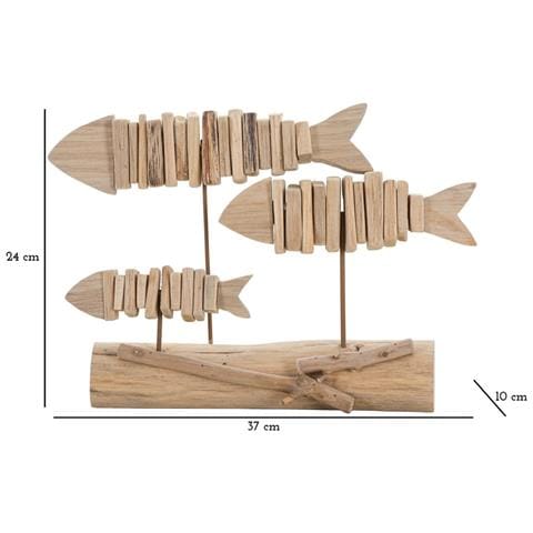 Scultura Tre Pesci In Legno Naturale Pino E Faggio - Foto 7