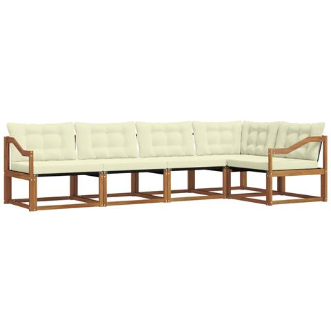 Set di divani da esterno con cuscino 5 pcs Naturale e Crema - Foto 1