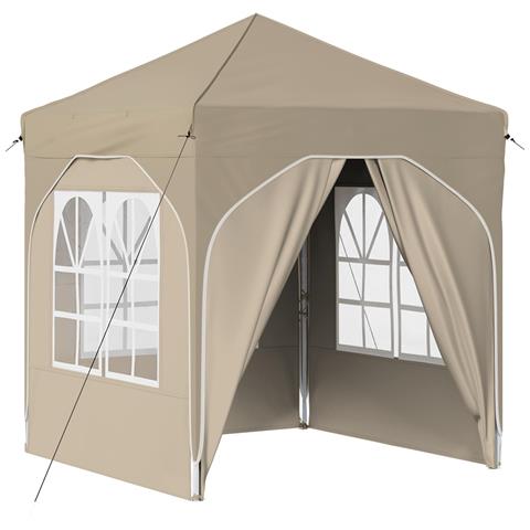 Tenda per feste a pop-up 192 x 192 x 245 cm Crema - Foto 1