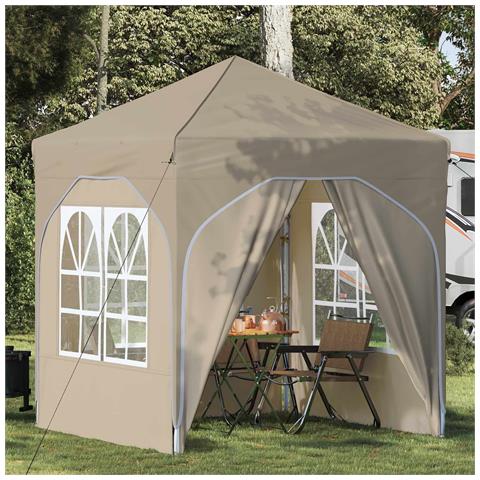 Tenda per feste a pop-up 192 x 192 x 245 cm Crema - Foto 2