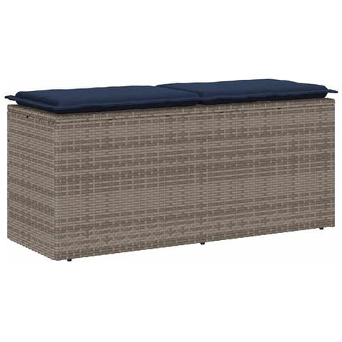 Panca da Giardino con Cuscino Grigio 110x40x44 cm in Polyrattan - Foto 1
