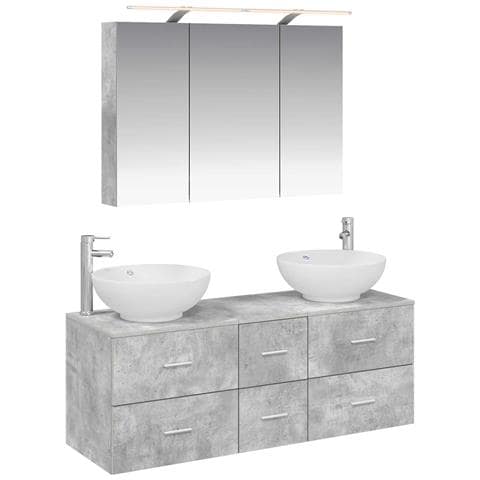 Set di mobili per il bagno 4 pcs Grigio Cemento - Foto 1