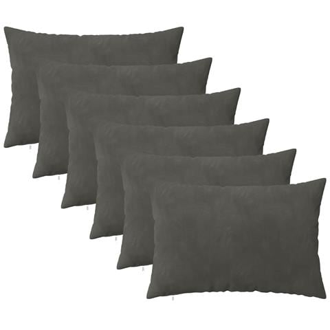 Cuscino con cuscino HEERLEN 6 pz Grigio Scuro Velluto - Foto 1