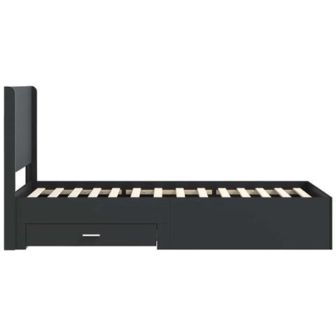 Struttura del letto con stoccaggio e testata Nero 75 x 190 cm - Foto 2
