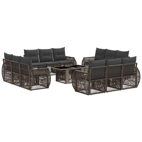 Set Divano da Giardino 13 pz Grigio e Grigio Scuro polyrattan - Foto 1
