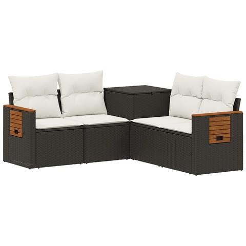 Set di divani 5 pz Nero e Bianco Crema - Foto 1