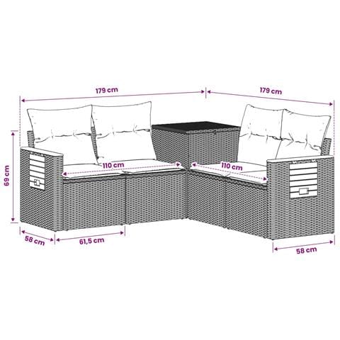 Set di divani 5 pz Nero e Bianco Crema - Foto 9