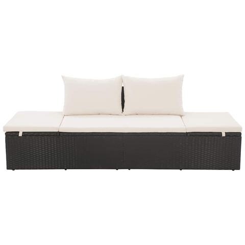 Lettino Prendisole Da Esterno In Polyrattan 195x60x60cm Nero - Foto 2