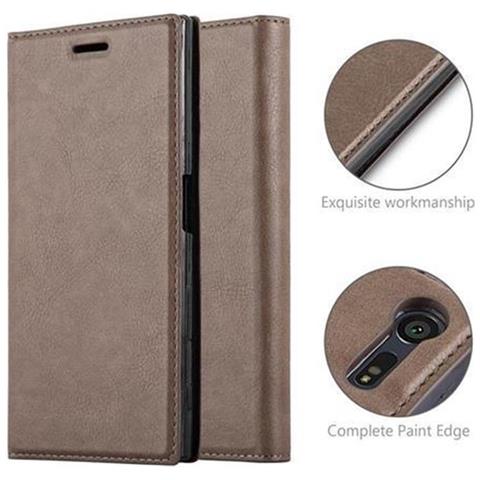 Custodia Compatibile Con Sony Xperia X Compact In Bruno Caffè - Coperchio Protettiva Con Chiusura Magnetica, Funzione Stand E Tasca Per Le Carte - Foto 2