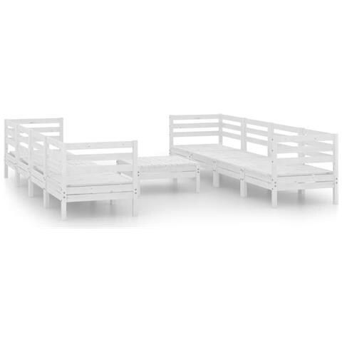 Set Divani Da Giardino 9 Pz Bianco In Legno Massello Di Pino - Foto 1