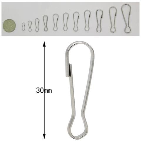 Ganci Per Cordino In Acciaio Inossidabile Clip Per Cordino Moschettoni Confezione Da 100 D'argento 30 Mm - Foto 5