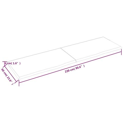 Ripiano Marrone Scuro 220x60x (2-4) cm Massello Rovere Trattato - Foto 9